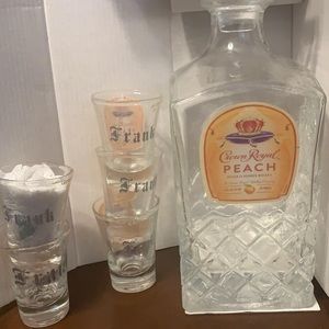 Crown Royal Peach custom Decanter and shot glasses